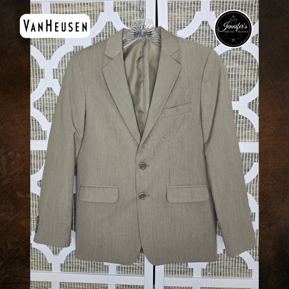 Van Heusen Boys Taupe Pinstripe Blazer/Jacket Size 12R